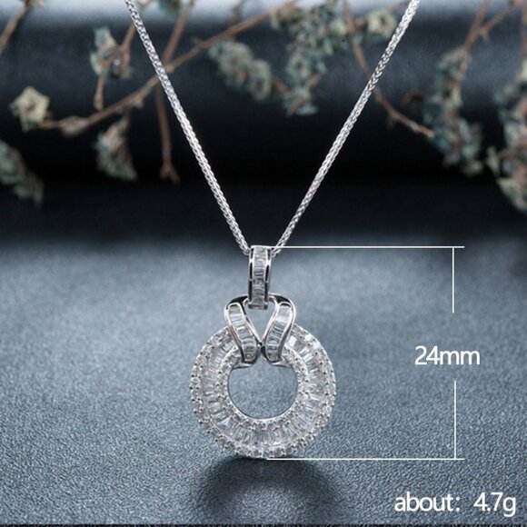 🔥 925 Sliver Coating CZ Emerald and Round Cut Necklace for Women, HA4552 - Picture 5 of 5